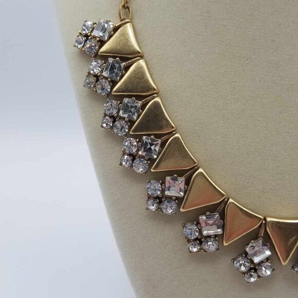 J Crew Matte Finish Triangle Crystal Rhinestone Cluster Necklace - Picture 5 of 12
